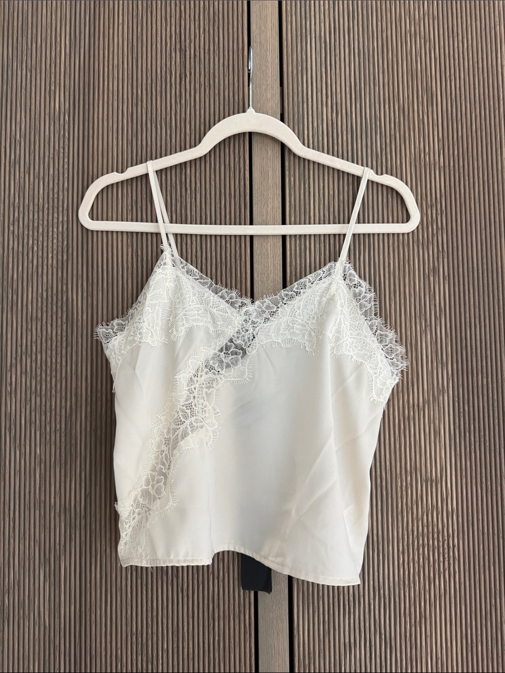 NWT Ivory satin lace trim cami size S